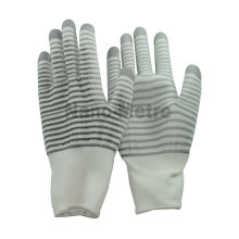 NMSAFETY 13g blanco y gris nylon tejido guante revestimiento blanco PU guantes de palma guantes de trabajo